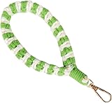 KBRPEY Llavero Pulsera Mujer Tejido a Mano Llavero de Anillo Portátil Adecuado para Llaves de Coche Motocicletas Bicicletas (Verde)