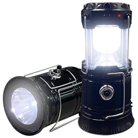 2-Pack Collapsible Camping Lantern XTAUTO Solar USB Rechargeable Portable Lightweight Waterproof LED Flashlight Survival Kits for Indoor Outdoor Home Emergency Light Power Outages Hiking Hurricane Cover