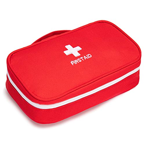 Jipemtra First Aid Bag Tote Empty Small First Aid Kit Bag Outdoor Travel Rescue Pouch First Responder Medicine Bag Pocket Container For Car Home Office Sport Outdoors (Red Handle) #TOP3