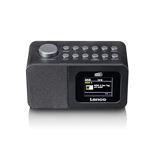 Lenco CR-625BK Radiowecker mit DAB+/FM, 2,4' Farbdisplay dimmbar, Doppelalarm, Sleeptimer, Schlummerfunktion, 30 Sender-Speicher, AUX-In, schwarz