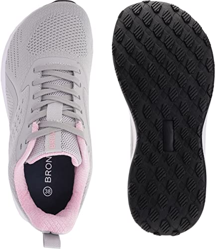 Bronax Wide Toe Tennis Running Shoes For Women Lace Up Breathable Mesh Size 8W Athletic With Arch Support Sports Casual Rubber Sole Female Footwear Indoor Stylish Jogging Sneakers Grey 39 #TOP3