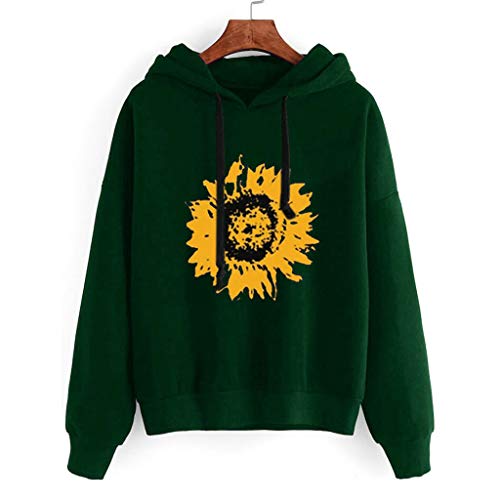 SONIGER ???Womens Long Sleeve Sunflowers String Active Hoodie Sweatshirt Teen Girls Shirt Tops Casual Blouse Pullover Green