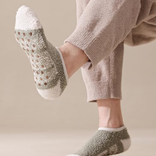 Image of SKOLA Cozy Winter Fuzzy Women Socks Grip Slippers Fluffy House Non Skid Microfiber Socks