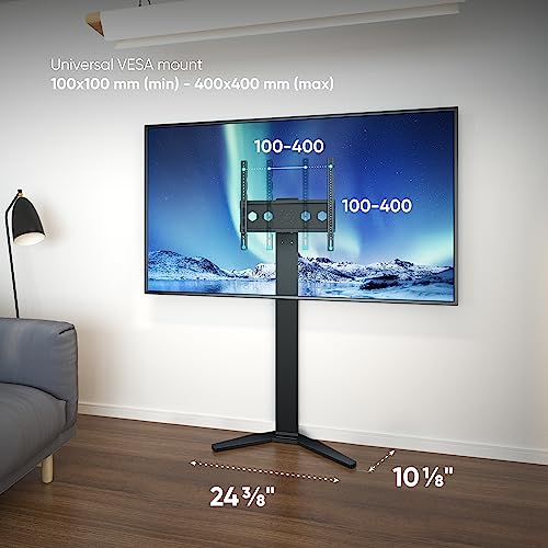 Onkron Tv Floor Stand - Tv Mount Stand For 26-65 Inch Lcd Led Tvs Up To 77 Lbs - Height Adjustable Tv Stand - Narrow Tv Stand - Tall Tv Stand For Bedroom With Max Vesa 400X400 Mm, Black Tv Stand #TOP5