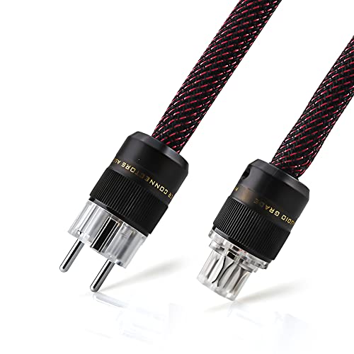 Tertullus High End Stromkabel 2m HiFi Netzkabel OFC Kupferabschirmung 3×4mm² HiFi Netzkabel Schuko / Kaltgeräte Eu Ac Schuko Kaltgerätekabel Rhodiniert Audio Power Kabel Audiophile Netzkabel