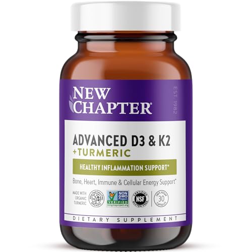 New Chapter Vitamin D3 5000 IU and Vitamin K2 Supplement, 30 Count | Bone, Heart, Cellular Energy, and Immune Support with Healthy Inflammation Response, Organic Turmeric, Vegan - image 1