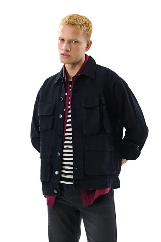 SNITCH Men Casual Jacket | Relaxed Fit Buttoned Closure With Functional Pockets | Premium Cotton Fabric & Machine Washable For Everyday & Semi-Formal Wear in neutral