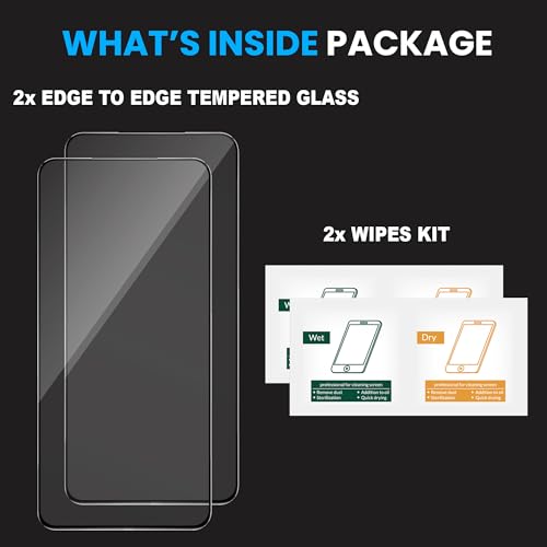 Image of FIRST MART Tempered Glass Screen Protector for Samsung Galaxy S25 FE - Full-Glue Screen Guard, 3D Edge to Edge, HD Clear, Bubble-Free, Case-Friendly, Black, Pack of 2