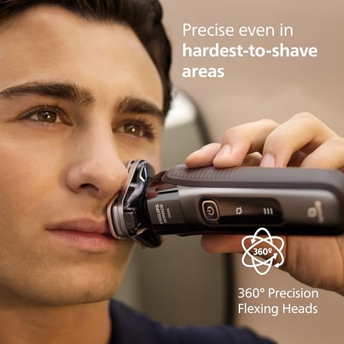 Philips Norelco Shaver i9000, Wet & Dry Electric Shaver, Ink Black, SenseIQ Technology, Triple Lift & Cut System, 360 Rotating Dual SteelPrecision Precision Blades, Nose Trimmer, Model X9000/90 - Image 5
