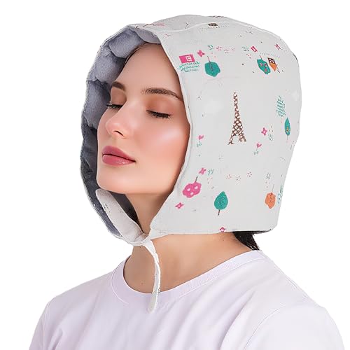 Flaxseed Heating Pad for Tension Headaches, Relief and Deep Conditioning Therapy Hot Cap for Hair Care, Natural Microwave Heating Cap for Head Pressure and Stress Relief