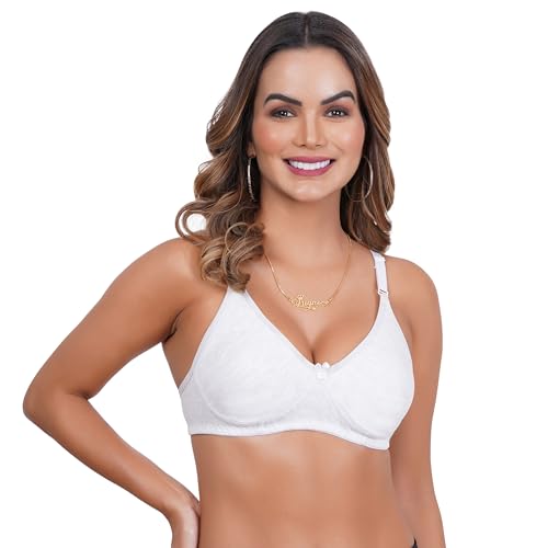 Image of Women Non Padded Bra in B, C and D Cup - Made of Pure Cotton Full Coverage Non Wired Pushup Soft Cup for T-Shirt Saree Dress Sports Garment for Daily Use Everyday
