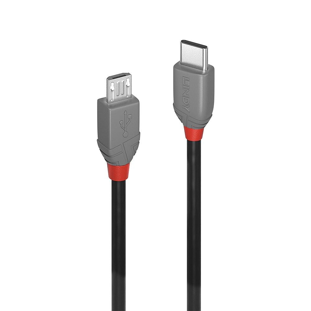 Lindy USB 2.0 Type C to Micro-B Cable, Anthra Line - Black, 0.5m