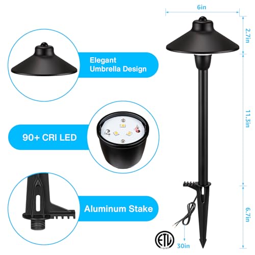 Image of SUNVIE Low Voltage Pathway Lights 12V LED Landscape Path Lights 3000K Outdoor Waterproof Landscape Lighting 3W Aluminum Low Voltage Landscape Lights for Walkway Yard Garden ETL Listed Cord, 4 Pack