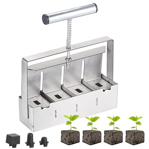 Manueller Bodenblock Maker Micro Soil Blocker Kit 2 Inch Soil Block Soil Blocking Tool, Handheld Quad Soil Block Maker Easy Planting Tool for Seed Stater Tray, Pflanzen, Transplanting, Gewächshaus Cover