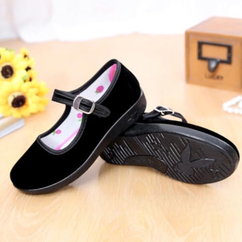 Girls Chinese Traditional Old Beijing Embroidered Cloth Shoes Performance Dancing Mary Jane Flats3