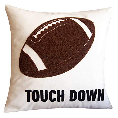 Embroidered Football Throw Pillow Cover