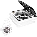 RV Roof Vent Fan 10 Speed 12V Thermostat Rain Sensor Powered Lift Remote and APP Control Timer 14" x 14" Reversible,12v