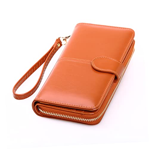 KESYOO 1pc Female Pu Leather Zipper Wallet Stylish Purse Buckle Closure for Credit and Id Cards for Home Outdoor Use Brown