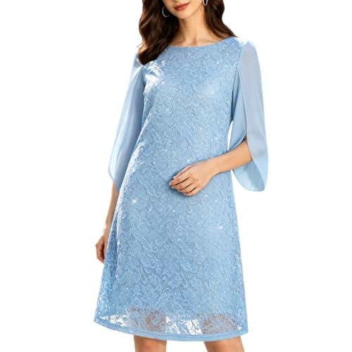 Image of COOAN Wedding Guest Cocktail & Formal Dresses for Women - Lace Sequin Dress