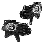 ECOTRIC Front Bumper Driving Fog Light Compatible with 2013-2016 Ford Fusion Fog Lamp w/Bulbs & Surrounds & Brackets Left & Right Side Replacement for FO1039132 FO1038132