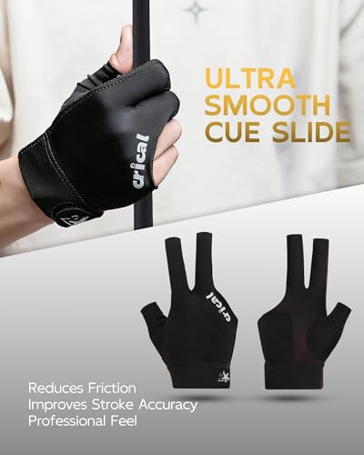 CRICAL Billiard Glove, 3 Finger Pool Glove with Lycra Material - image 5