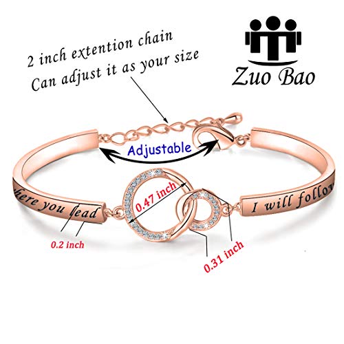 Zuo Bao Mother Daughter Jewelry Where You Lead I Will Follow Bracelet Best Friend Gift (Where you lead RG) - Image 3