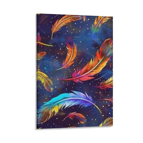 Image Sur Toile Vibrant Feather Pour Chambre Une Ambiance Apaisante Et Élégante