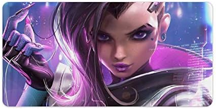 Overwatch Large Extended Gaming Mouse pad Sombra Overwatch, Large Desk Mat,Waterproof Anti-Dirty No-Slip Stitched Edges Mousepads for Computer 12x24inch