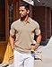 COOFANDY Mens Polo Shirts Short Sleeve Casual Knit Polo Shirt Vintage Golf T Shirts Old Money Tops Khaki