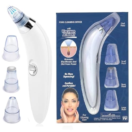 Image of Blackhead Remover Vacuum Device with Replaceable Suction Heads, Cordless Pore Cleaning Device for Face with Multiple Attachment Heads (4-in-1 Blackhead Remover)