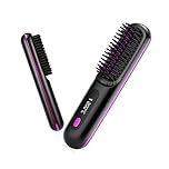 Go Brush Pro UK, Cordless Hair Straightener Brush, Portable Straightener Brush with Ionic Technology, USB Rechargeable for Travel, 3 Heat Settings & LED Screen, MCH Ceramic Heating for Smooth