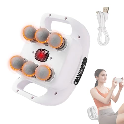 Masajeador Eléctrico de 6 Cabezas. Pistola de Masaje Muscular con 9 Niveles y 9 Modos. Cojín Masajeador para la Espalda, Piernas, Muslos, Abdomen. Herramienta de Masajes para Relajación.