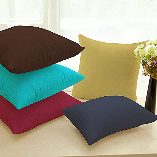Image of Cloth Fusion Microfiber Satin Striped Cotton Cushion Filler Set of 5-16x16 Inches /Multicolor (Color as Per Availability)