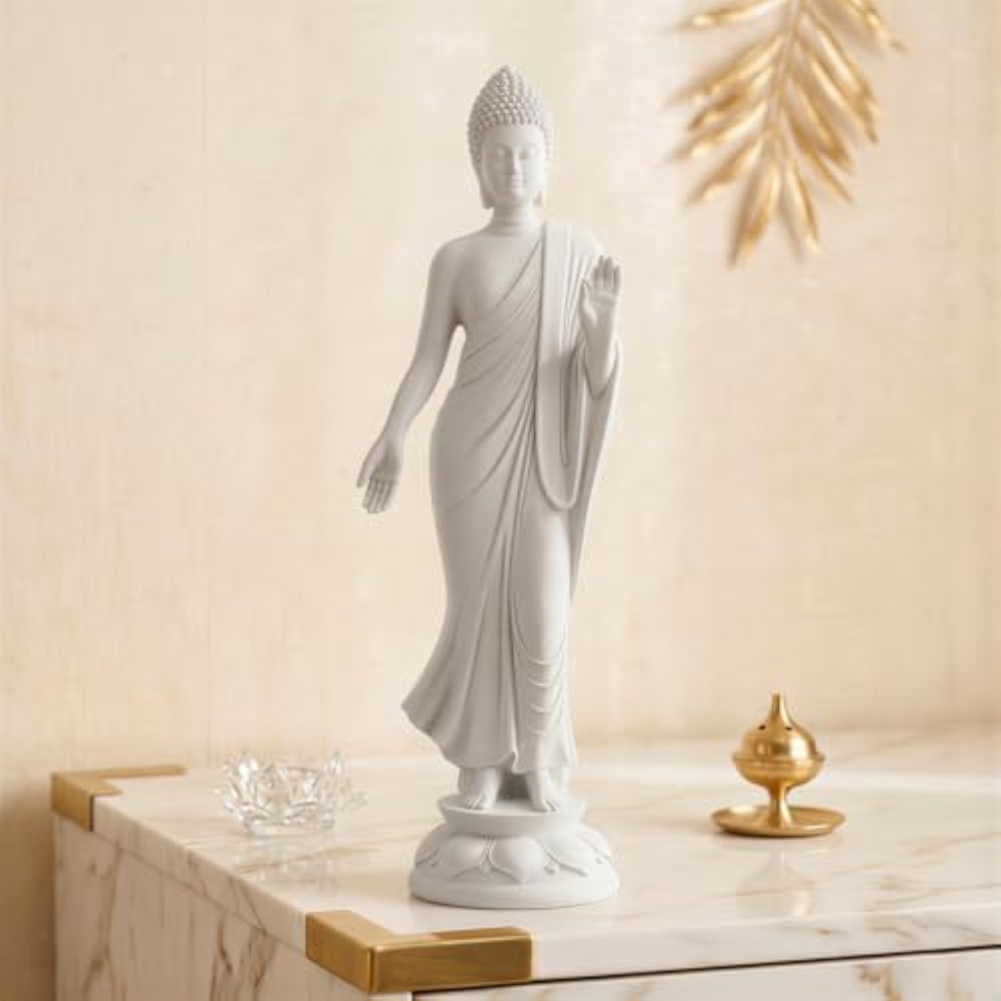 Buddha Idol Statue for Home Decoration, White
