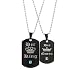 SXNK7 Her King & His Queen Lovers Couple Necklaces Matching Set Black Stainless Steel Tag Pendant Necklace with Stone For Xmas Gift