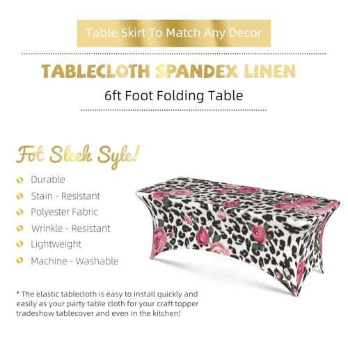 Nappe léopard extensible 1,8 m lavable pour décoration de table de banquet