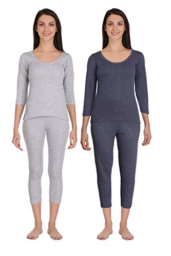 Image of Selfcare Women Poly Cotton Thermal Top and Pyjama Set (Pack of 2 Set)