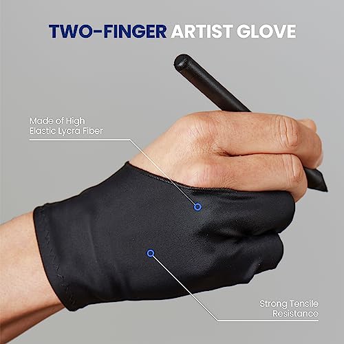Image of SereneLifeHome SereneLife Two-Finger Glove for Graphics Drawing Tablet-Designed for Graphic Tablet /Light Box /Tracing Light Pad Use|Great Air Permeability and Strong Tensile Resistance,Black