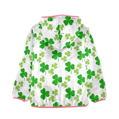 OTVEE St Patricks Green Clover Kids Hoodie Jacket Fall Spring Full Zip Warm Outwear Coat2