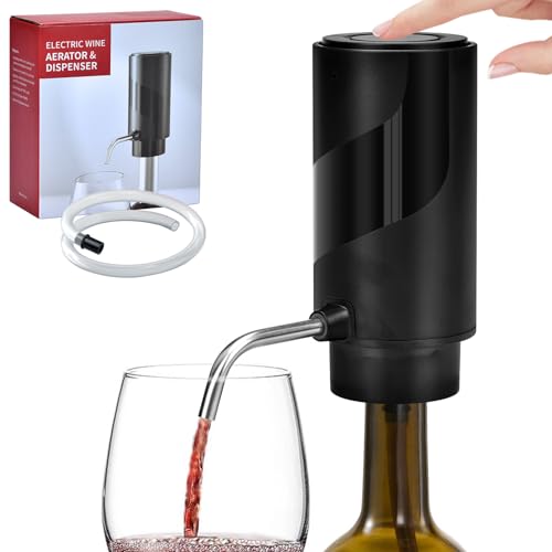 Decanter per Vino Elettrico, Aeratore e Versatore Elettrico per Vino Ricaricabile, Decanter Automatico Intelligente per Regalo Agli Amanti del Vino - Nero