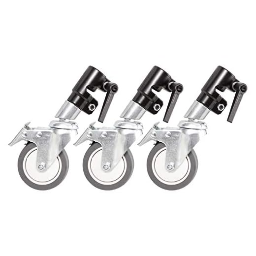 RangerRider Heavy Duty Photography C Stand Wheels 3 Pieces Rolling Swivel Rubber Caster for Photo Studio Light Stand