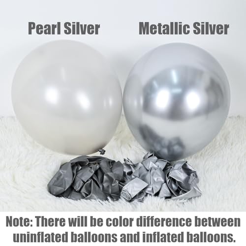 Image of Black and Silver Balloons, 60 Packs 12 Inch Chrome Metallic Silver Balloons and Confetti Balloons, Black White Silver Balloon for Wedding Engagement Birthday Halloween Decorations