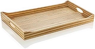 Prosumer's Choice Bamboo Ultra-Light Serving Ottoman Tray with Built-In Handles for Breakfast in