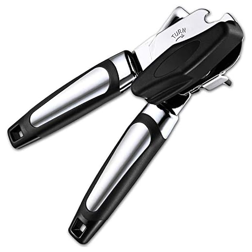Can Opener Manual, Handheld Strong Heavy Duty Can Opener, Anti-slip Hand Grip, Stainless Steel Sharp Blade, Ergonomic and Easy to Use, with Large Turn Knob