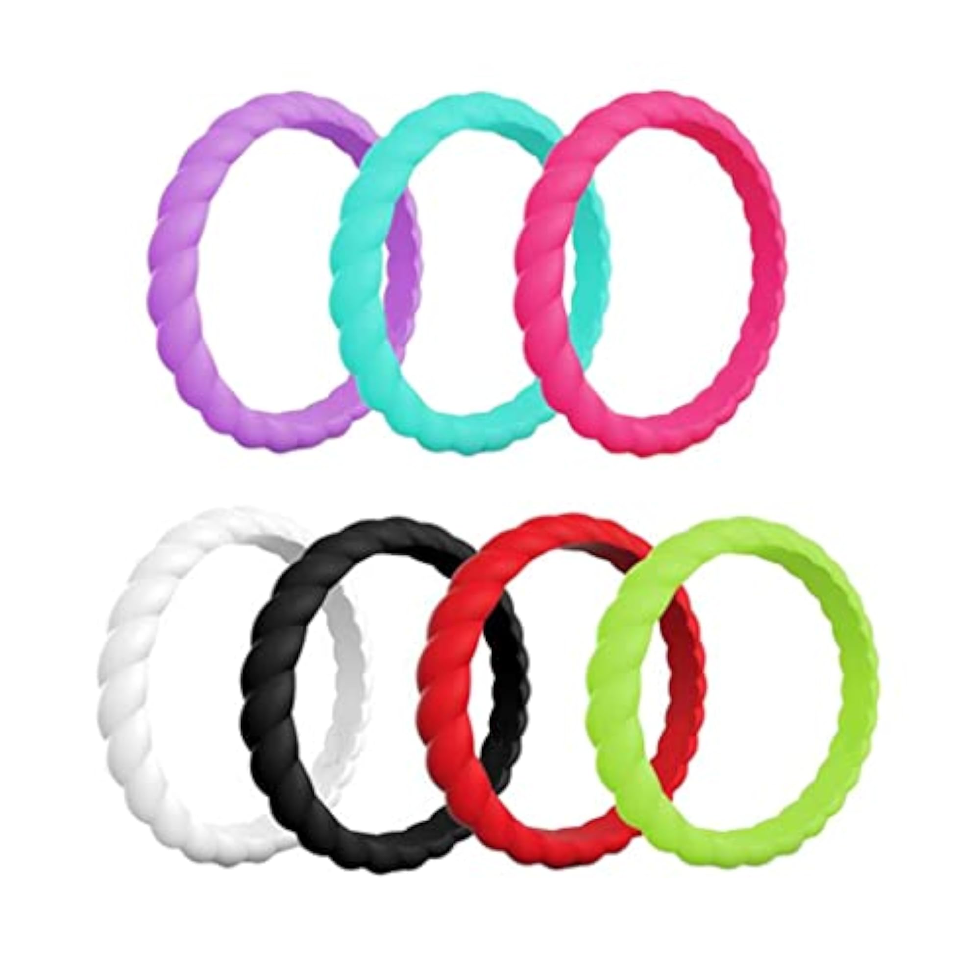 7Pcs Flexible Rubber Silicone Wedding Ring Band Set