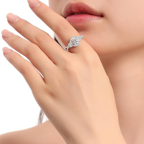 Image of Moissanite Engagement Rings Wedding Ring D Color VVS1 Round Cut S925 Sterling Silver Plated 18K White Gold Promise Rings for Women