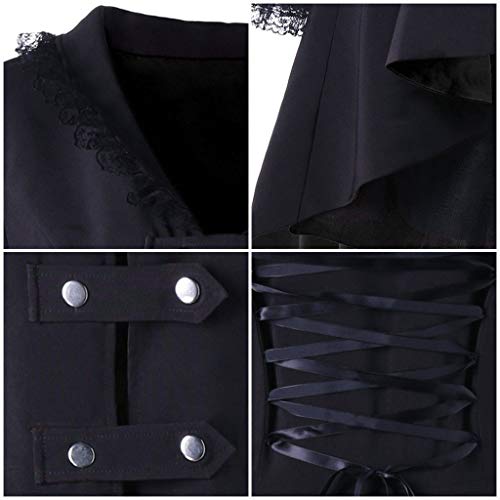 Robe médiévale de soirée noire grande taille XXXXL avec manches demi et col carré
