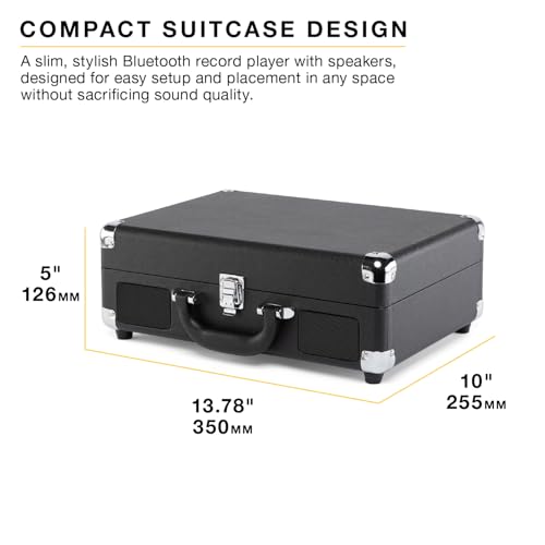 Image of Victrola Journey II Bluetooth 3-Speed Suitcase Record Player & Collector II Vinyl Record Storage Case, Holds 30+ Albums (Bundle, Pink)