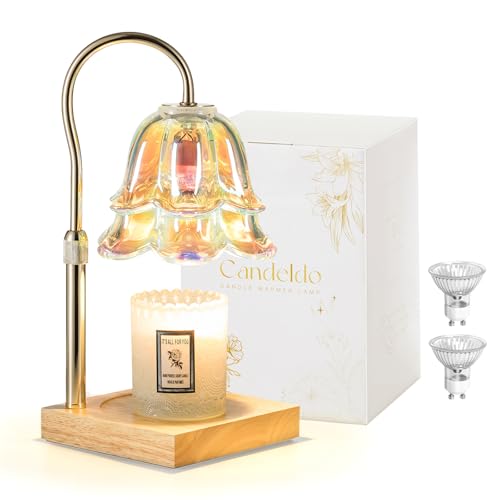 Candeldo Candle Warmer Lamp with Timer: Iridescent Flower Candle Warming