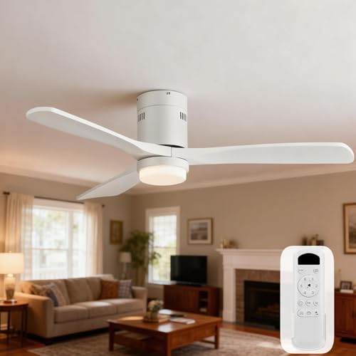 Sofucor Ceiling Fans with Lights-52 Inch Flush Mount Ceiling Fan